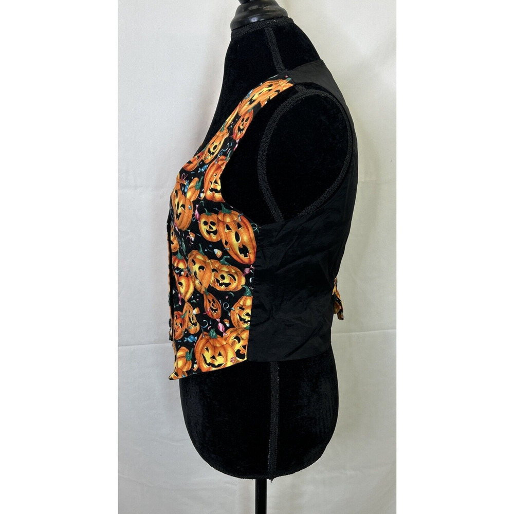 Vintage 111 Main Black Pumpkin Halloween Jack-O-Lantern Vest Size Medium Charity - Picture 4 of 9